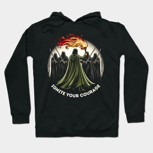 Ignite Your Courage - A Lone Guardian Confronts Shadowy Wraiths - Fantasy Hoodie